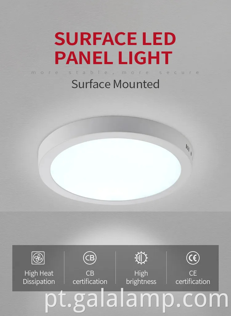 Luz de teto LED redondo de 12w de 12w para espaços contemporâneos